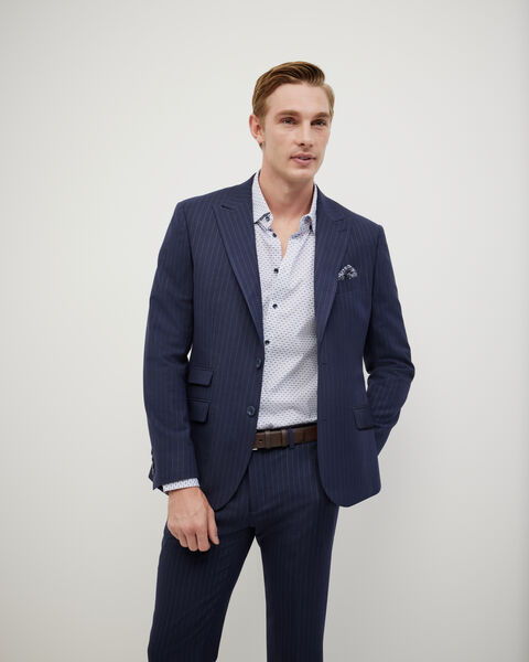 Pinstripe Tailored Jacket, Navy, hi-res